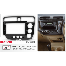 Рамка CARAV 22-509 9" HONDA Civic 2001-06 (руль справа / глянцевый черный)